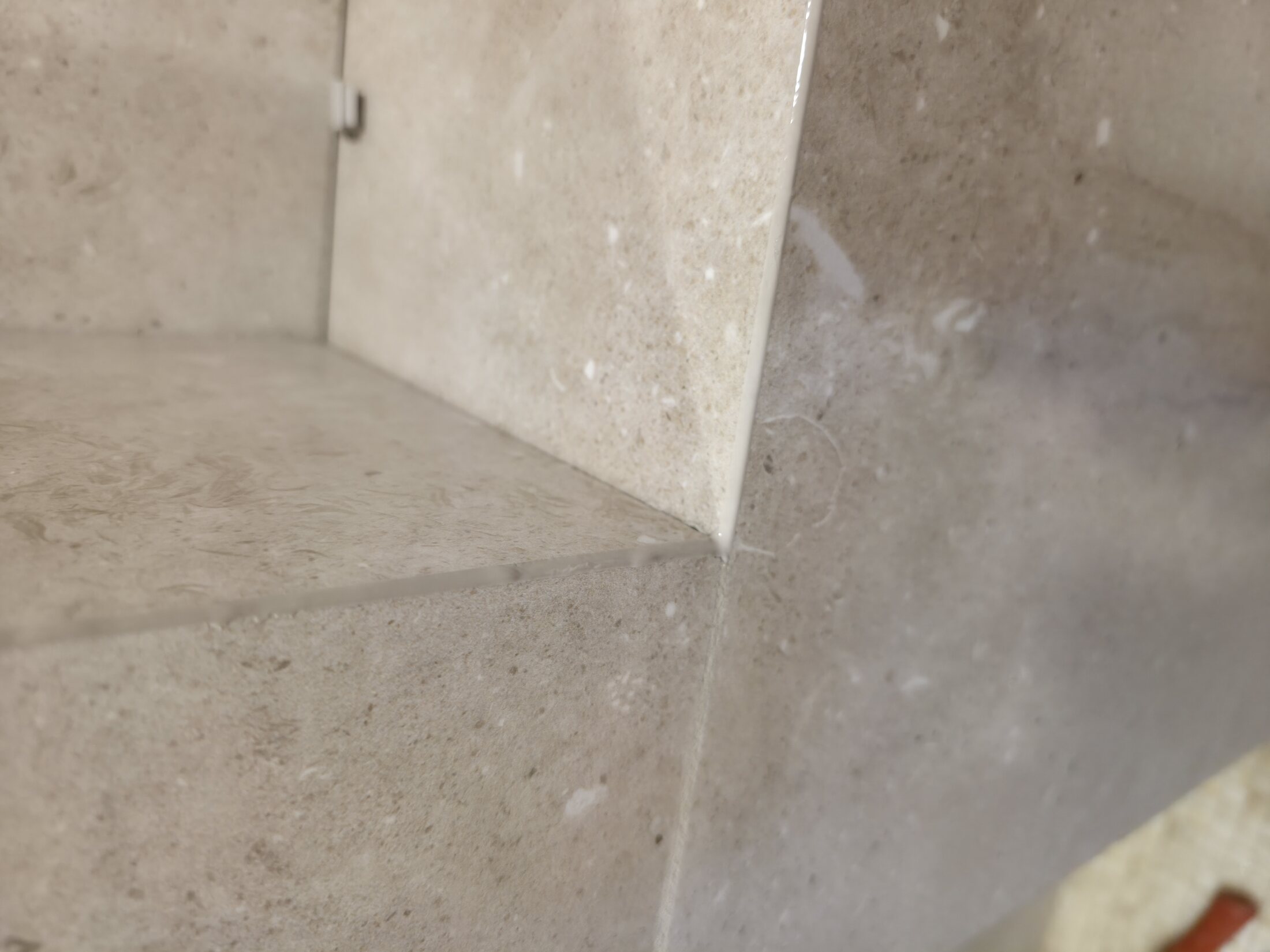 Finished corner detail where tile and mosaic meet