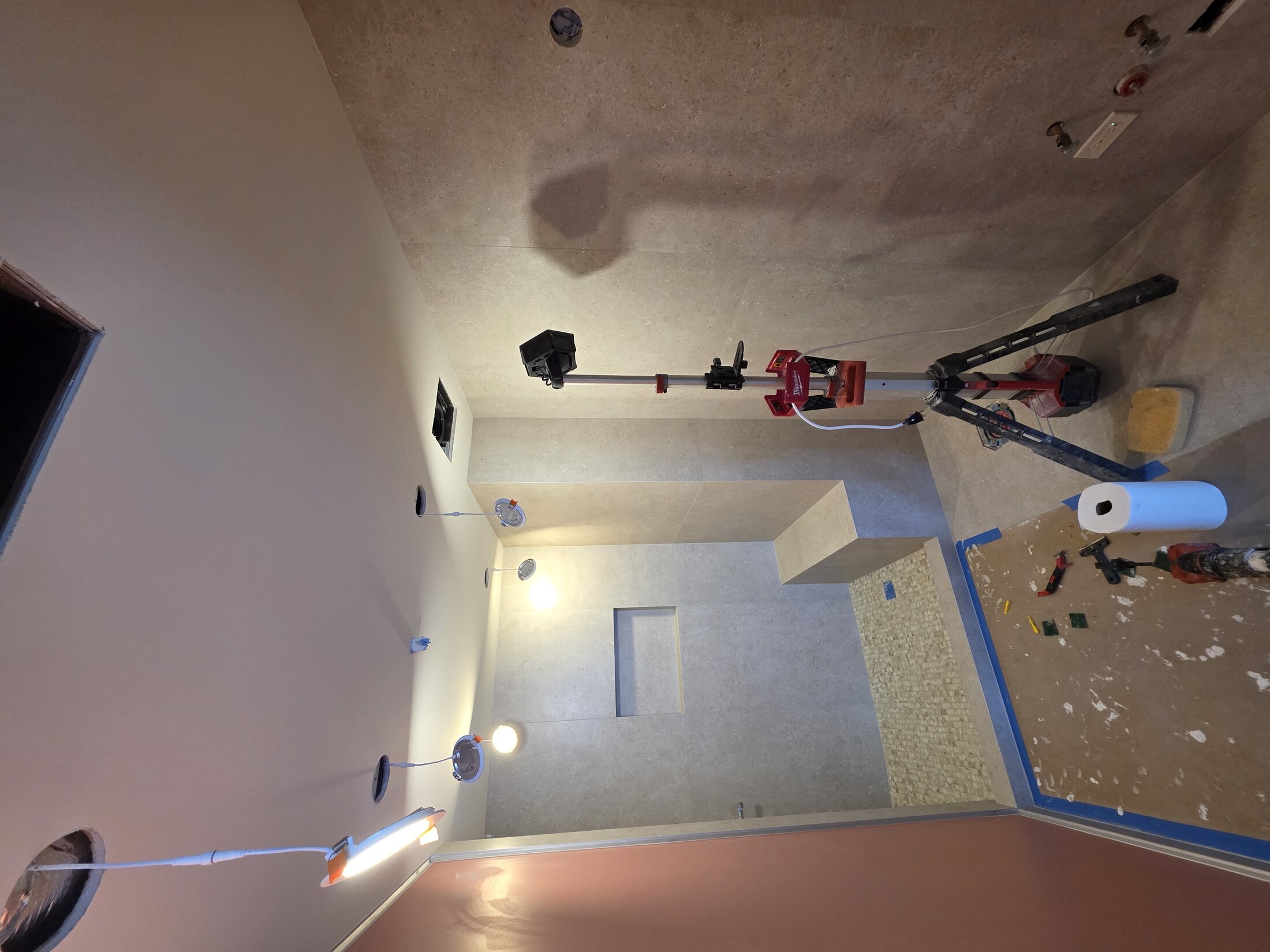 Full shower installation space before final closeout